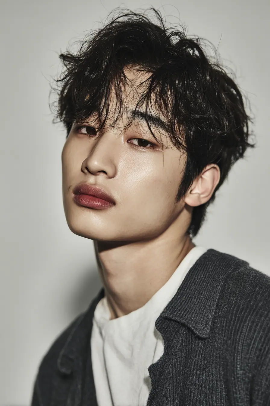 남포동 바 카운터에서 잔을 든 20대 초 한국인 호스트